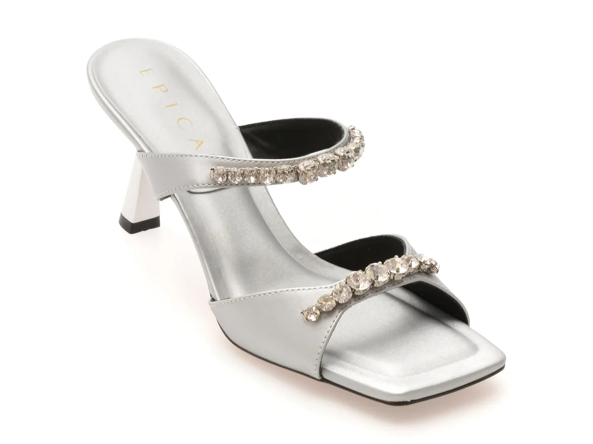 Papuci Epica Argintii 2368 Din Material Textil