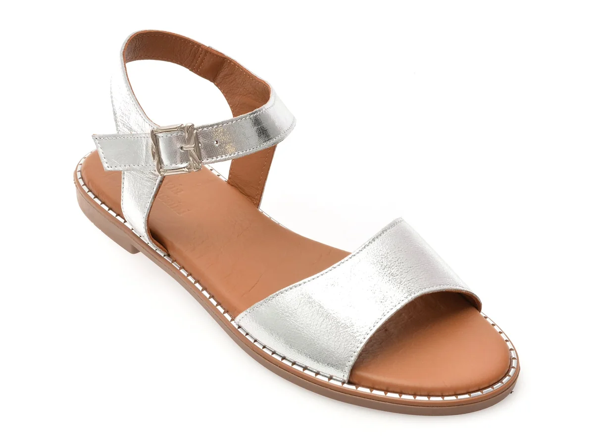 Sandale Flavia Passini Argintii, 2921006, Din Piele Naturala