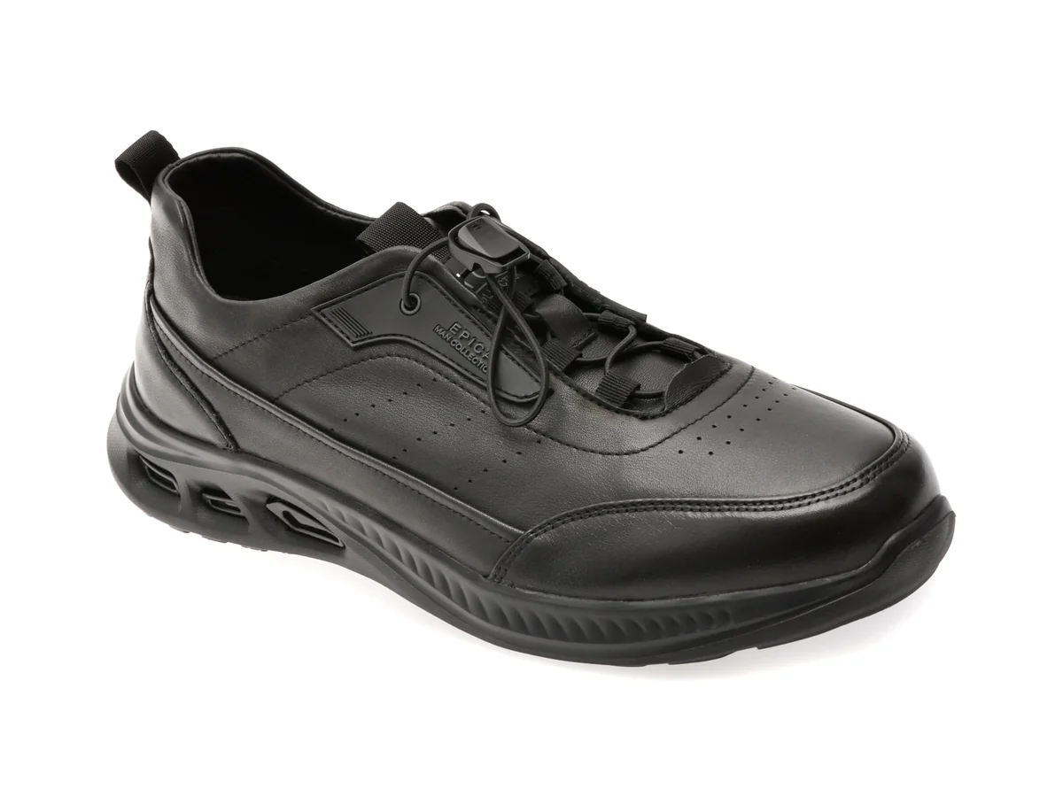 Pantofi Sport Epica Negri, T9500, Din Piele Naturala