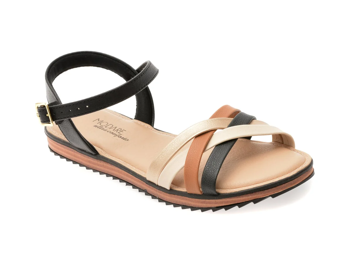 Sandale Modare Negre, 7141146, Din Piele Ecologică