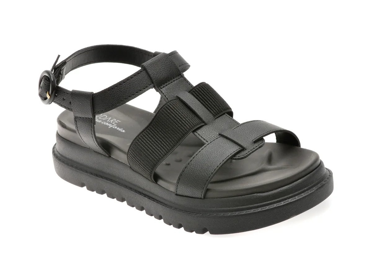 Sandale Modare Negre, 7200101, Din Piele Ecologica