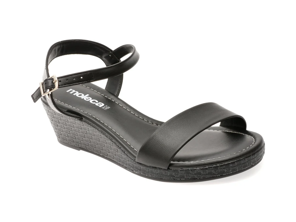 Sandale Moleca Negre, 5512102, Din Piele Ecologică