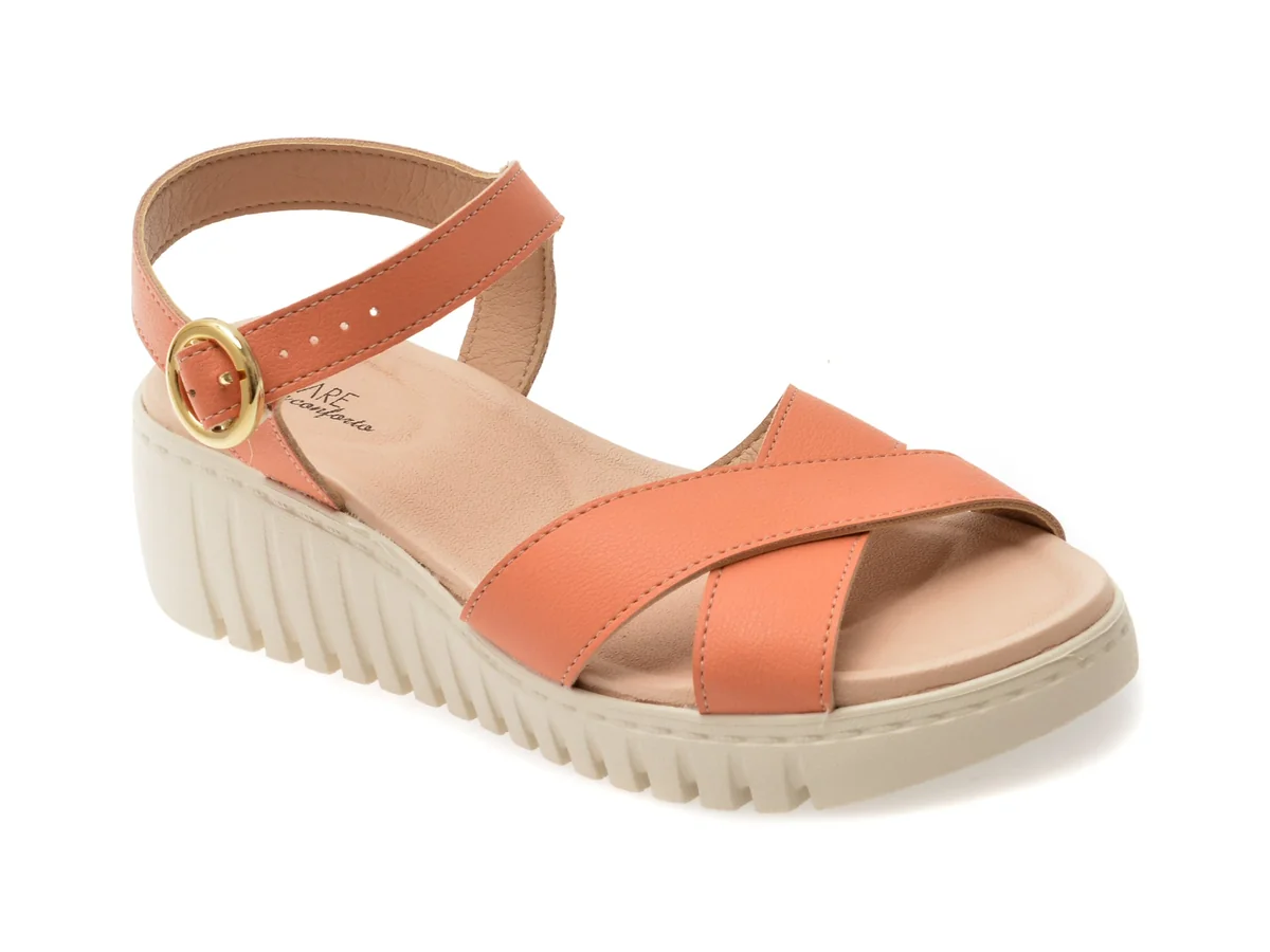 Sandale Modare Portocalii 7197101 Din Piele Ecologica