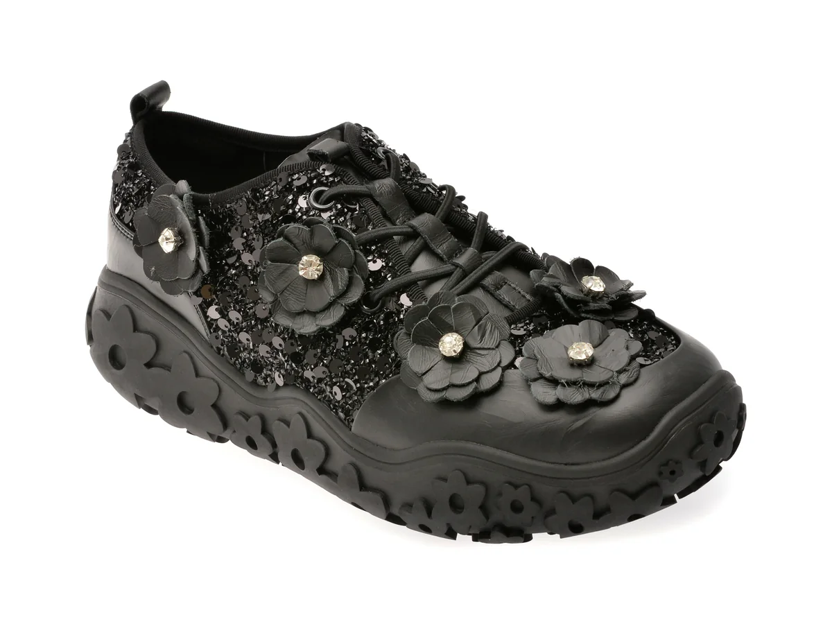 Pantofi Gryxx Negri, AC2010, Din Material Textil