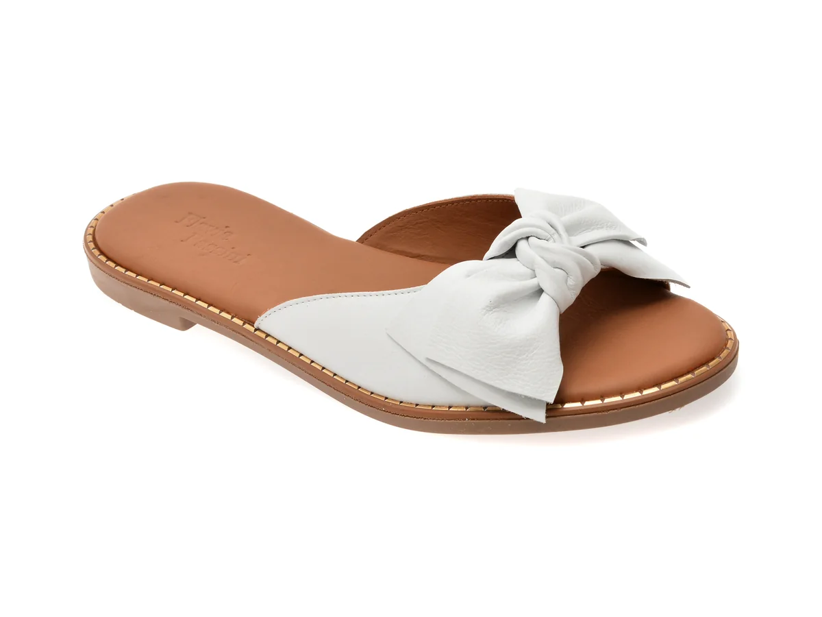 Papuci Flavia Passini Albi, 2921018, Din Piele Naturala