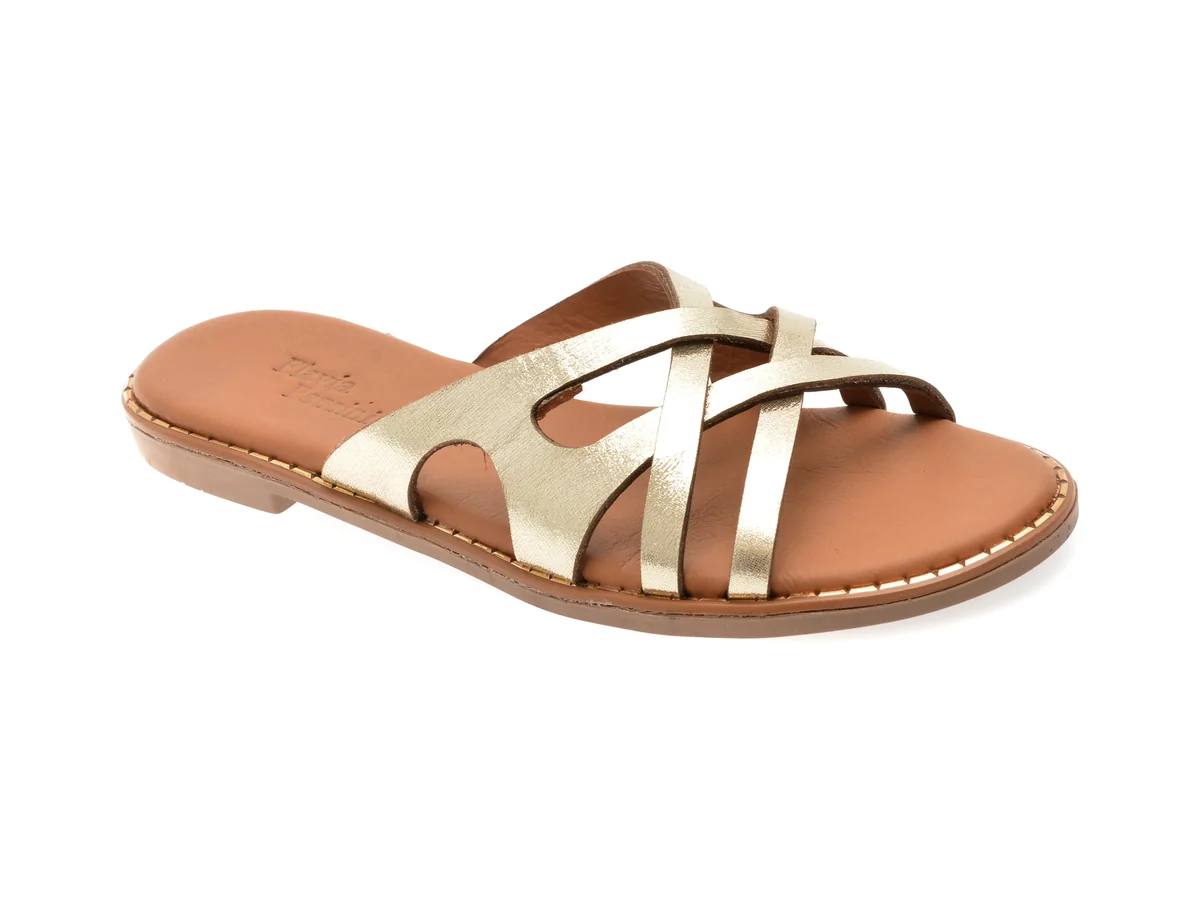 Papuci Flavia Passini Aurii, 2921016, Din Piele Naturala