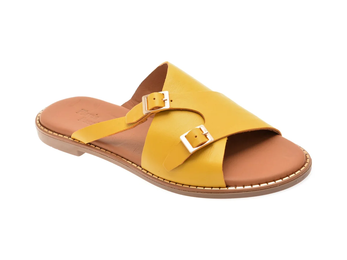 Papuci Flavia Passini Galbeni, 2921013, Din Piele Naturală