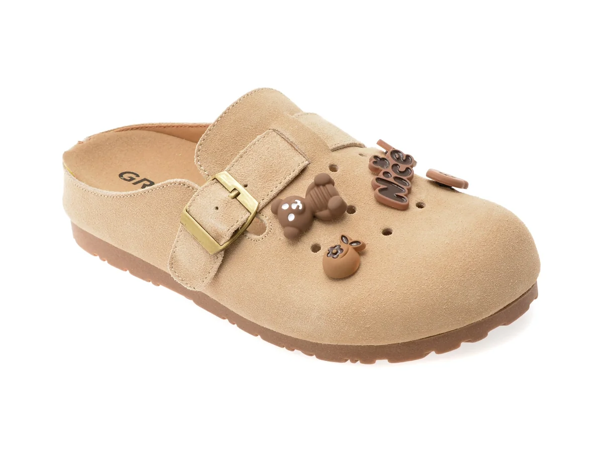 Papuci Gryxx Bej, B6610, Din Piele Întoarsă