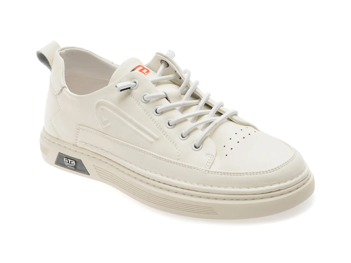 Pantofi Sport Bite The Bullet Albi, TB78611, Din Piele Naturala