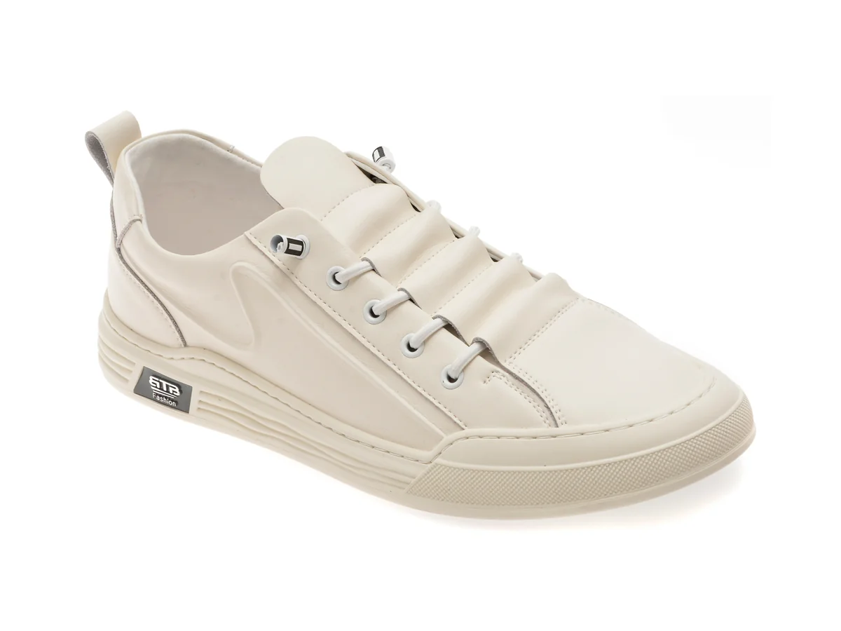 Pantofi Sport Bite The Bullet Albi, T8507, Din Piele Naturala