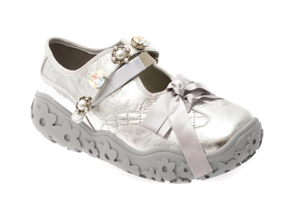 Pantofi Gryxx Argintii Ac202 Din Piele Naturala