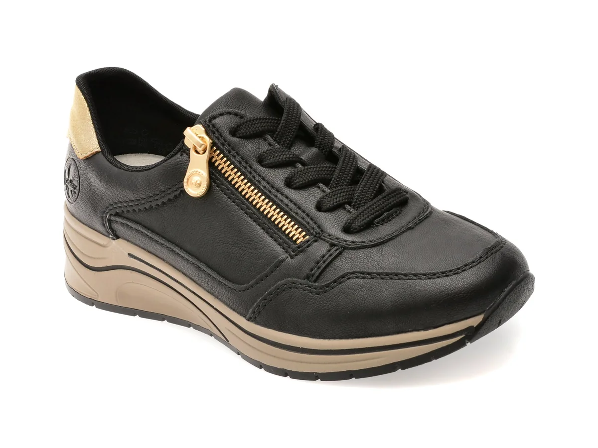 Pantofi Sport Rieker Negri, N9501, Din Piele Ecologică