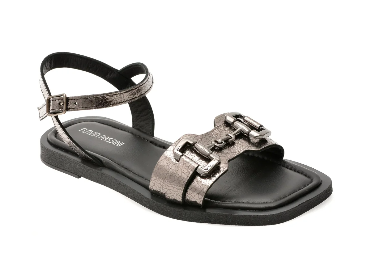Sandale Flavia Passini Gri, 203M386, Din Piele Naturala