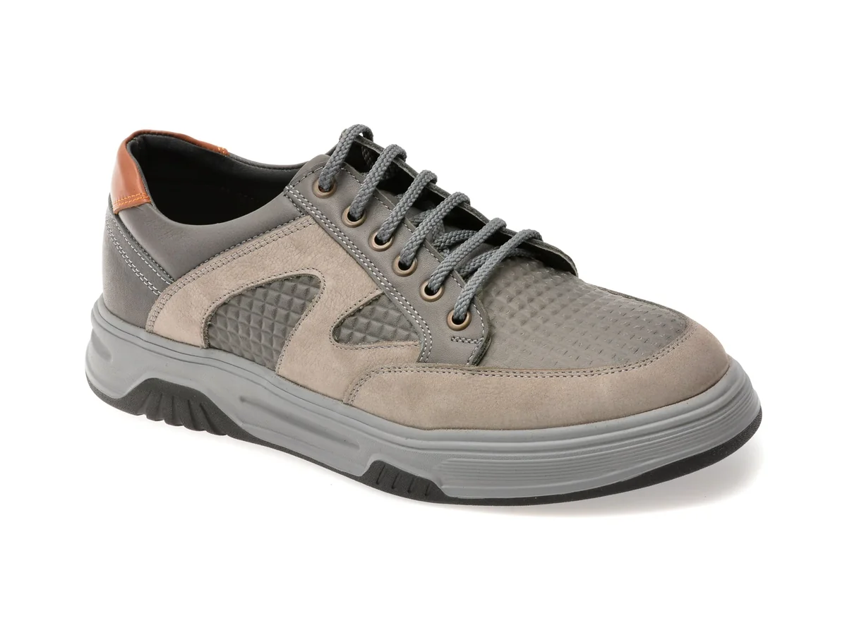 Pantofi Sport Otter Gri, 1374, Din Piele Naturala