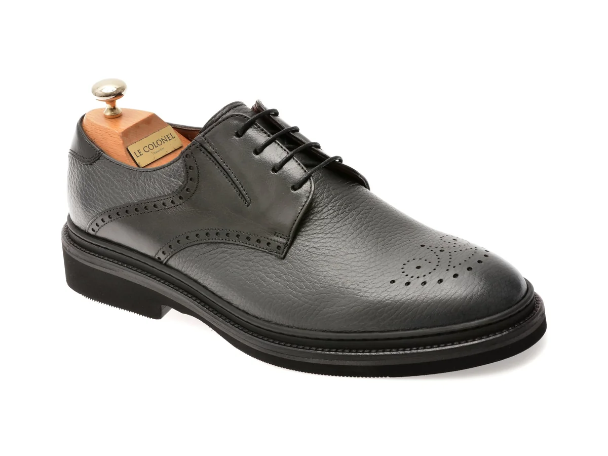 Pantofi Eleganți Le Colonel Gri, 61722, Din Piele Naturală