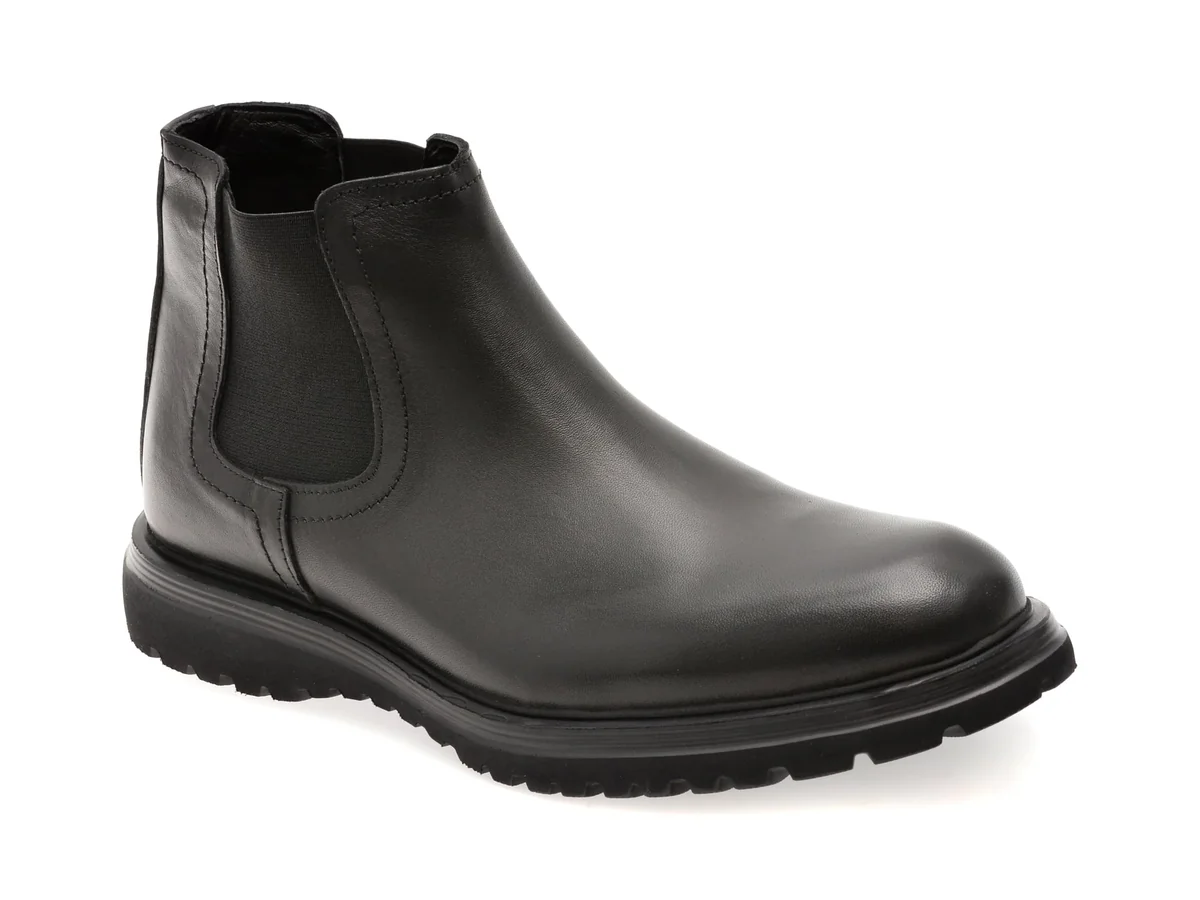 Ghete Otter Negre E3475 Din Piele Naturala