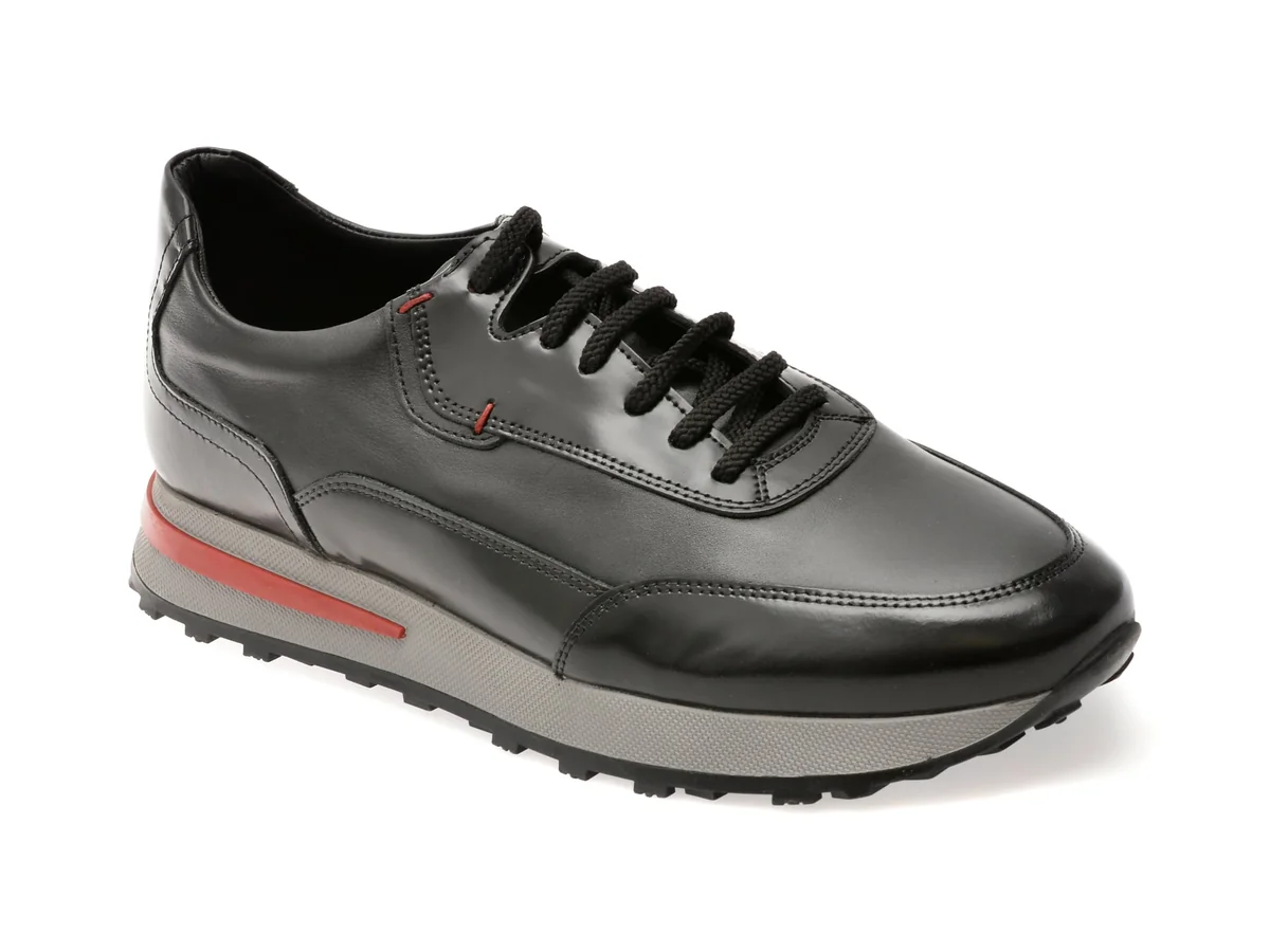 Pantofi Sport Otter Negri, 231181, Din Piele Naturală