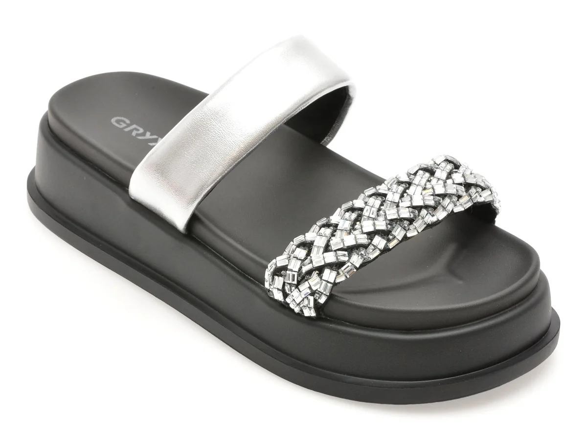 Papuci Gryxx Argintii, 790, Din Piele Ecologica