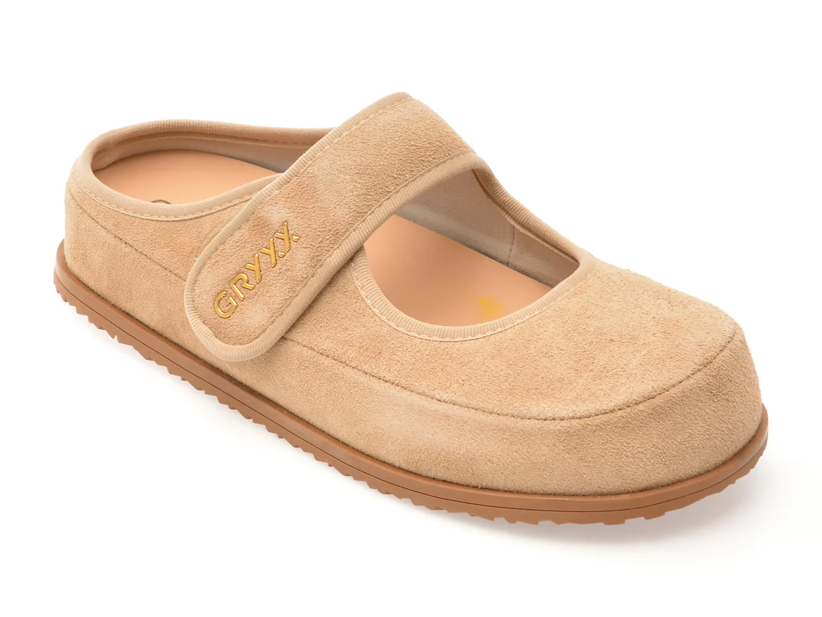 Papuci Gryxx Bej, 25905, Din Piele Întoarsă