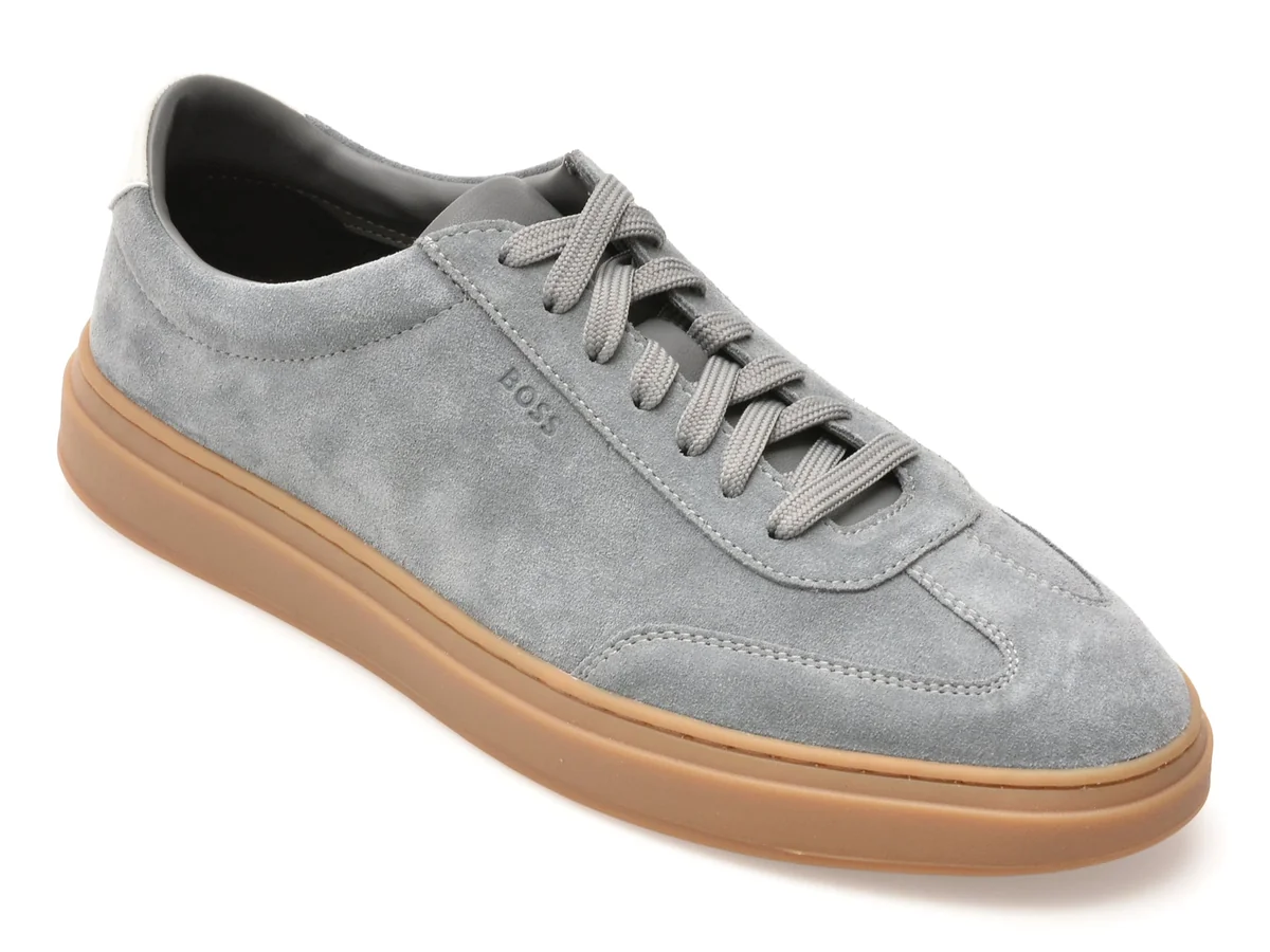 Pantofi Sport Boss Gri, 8715, Din Piele Întoarsă