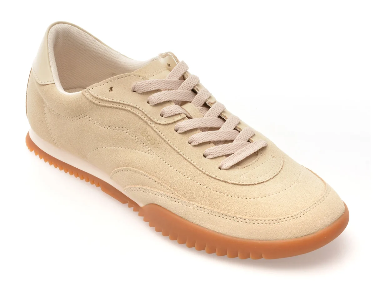 Pantofi Sport BOSS Bej, 8707, Din Piele Întoarsă