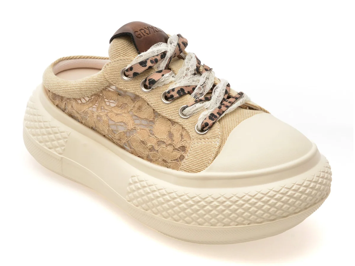 Papuci Gryxx Bej, 69399, Din Material Textil