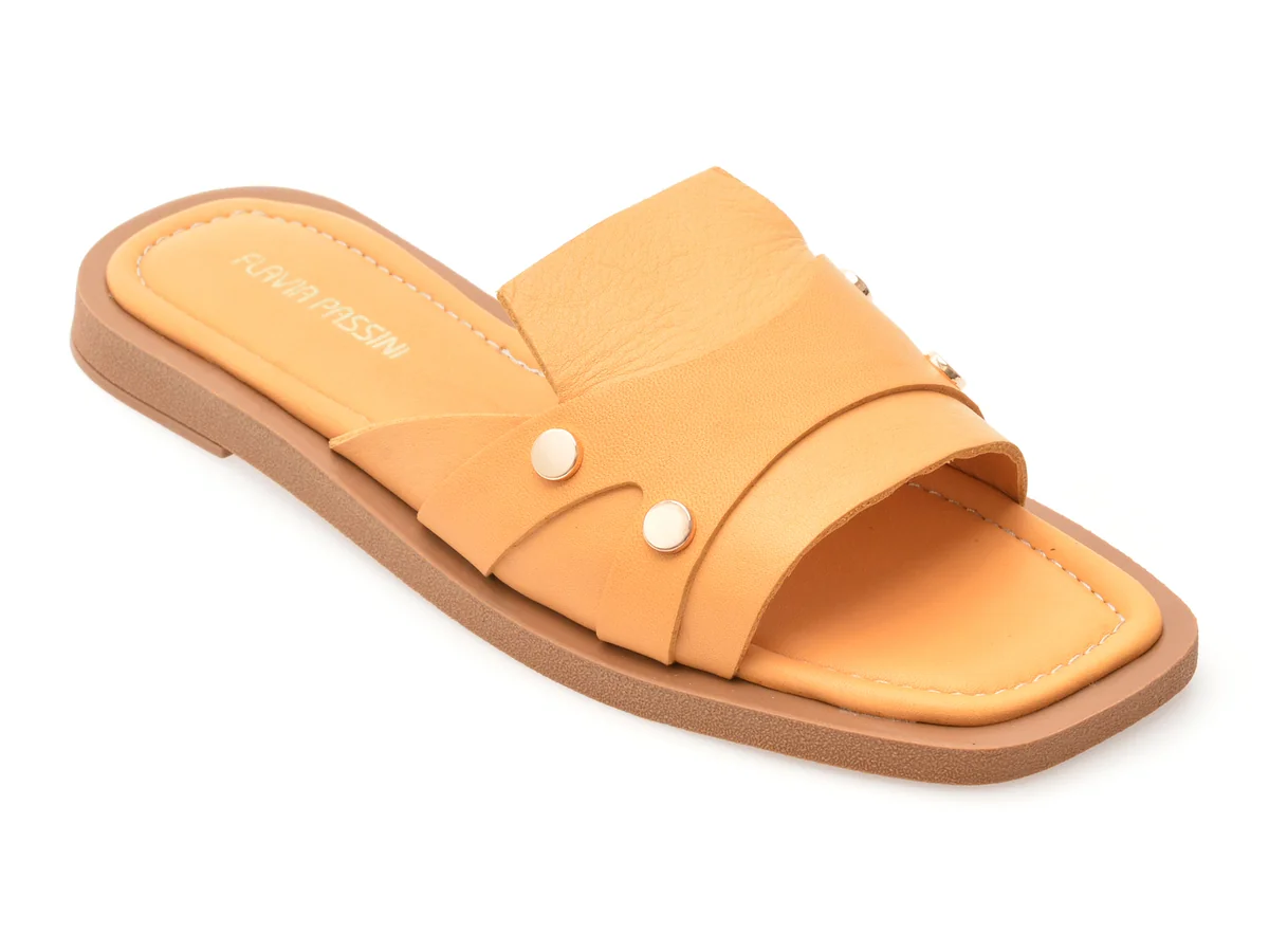 Papuci Flavia Passini Galbeni, 203M752, Din Piele Naturala