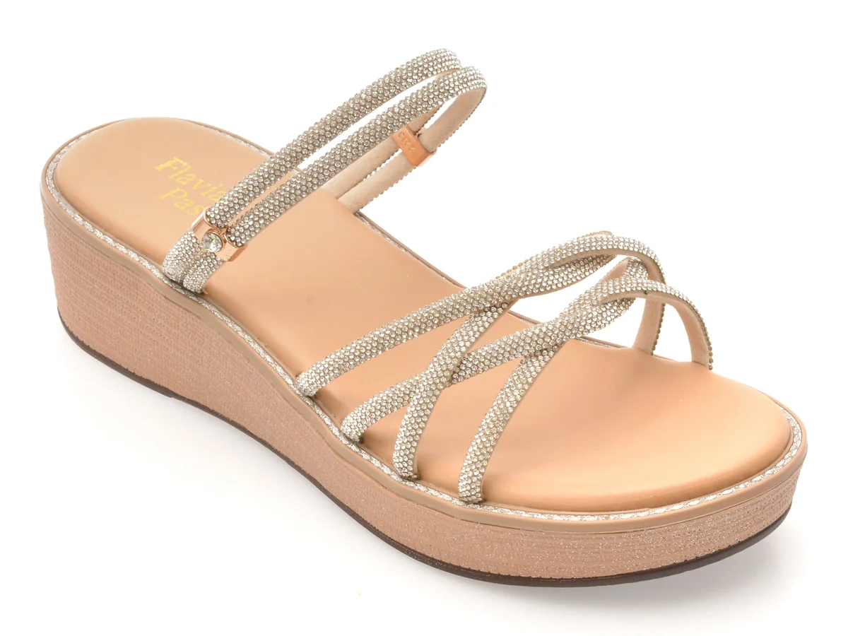 Papuci Flavia Passini Argintii, 88266, Din Piele Ecologica