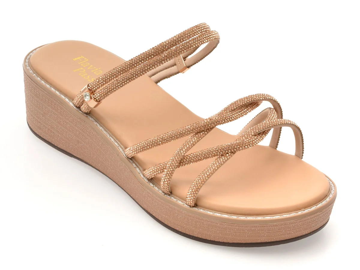 Sandale Flavia Passini Aurii, 88266, Din Piele Ecologică