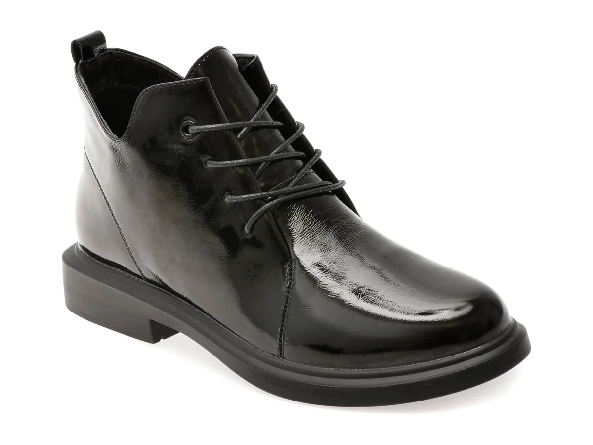 Ghete Flavia Passini Negre, 1517, Din Piele Naturala Lacuita