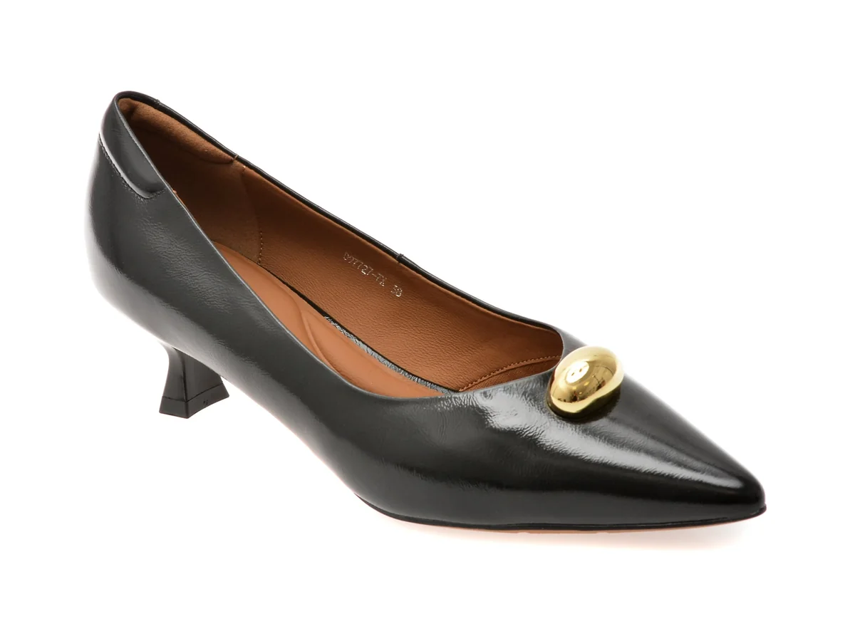 Pantofi Eleganti Epica Negri, D97727, Din Piele Naturală