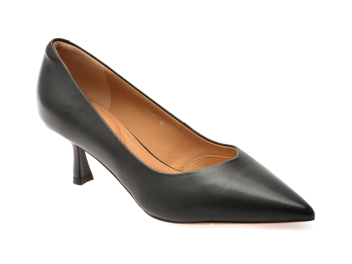 Pantofi Eleganți Epica Negri, D05555, Din Piele Naturală