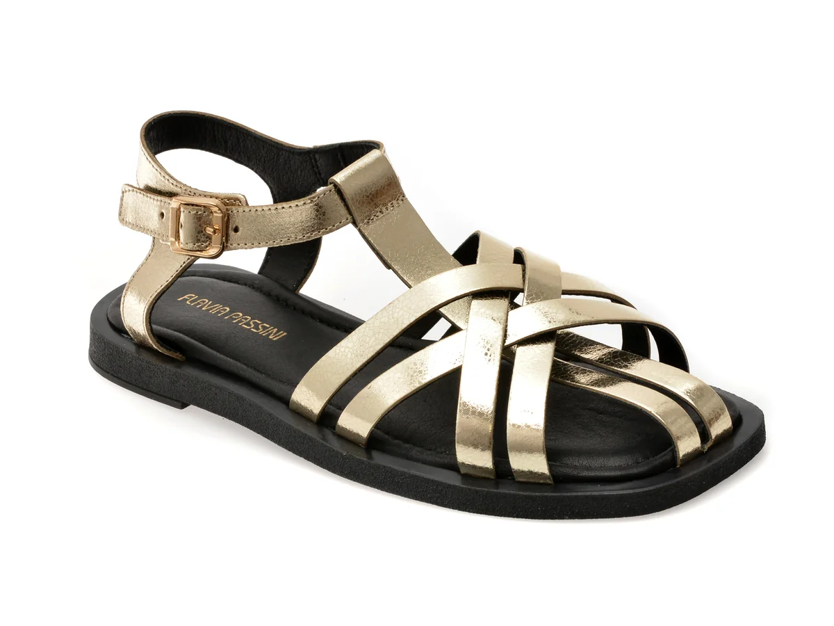 Sandale Flavia Passini Aurii 203M525 Din Piele Naturală