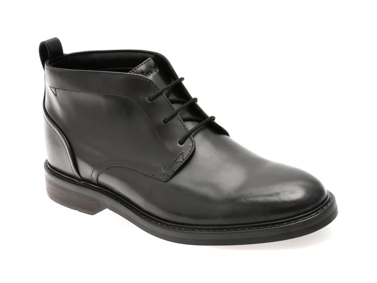 Ghete Elegante Clarks Negre, Aldwin Chukka, Din Piele Naturala