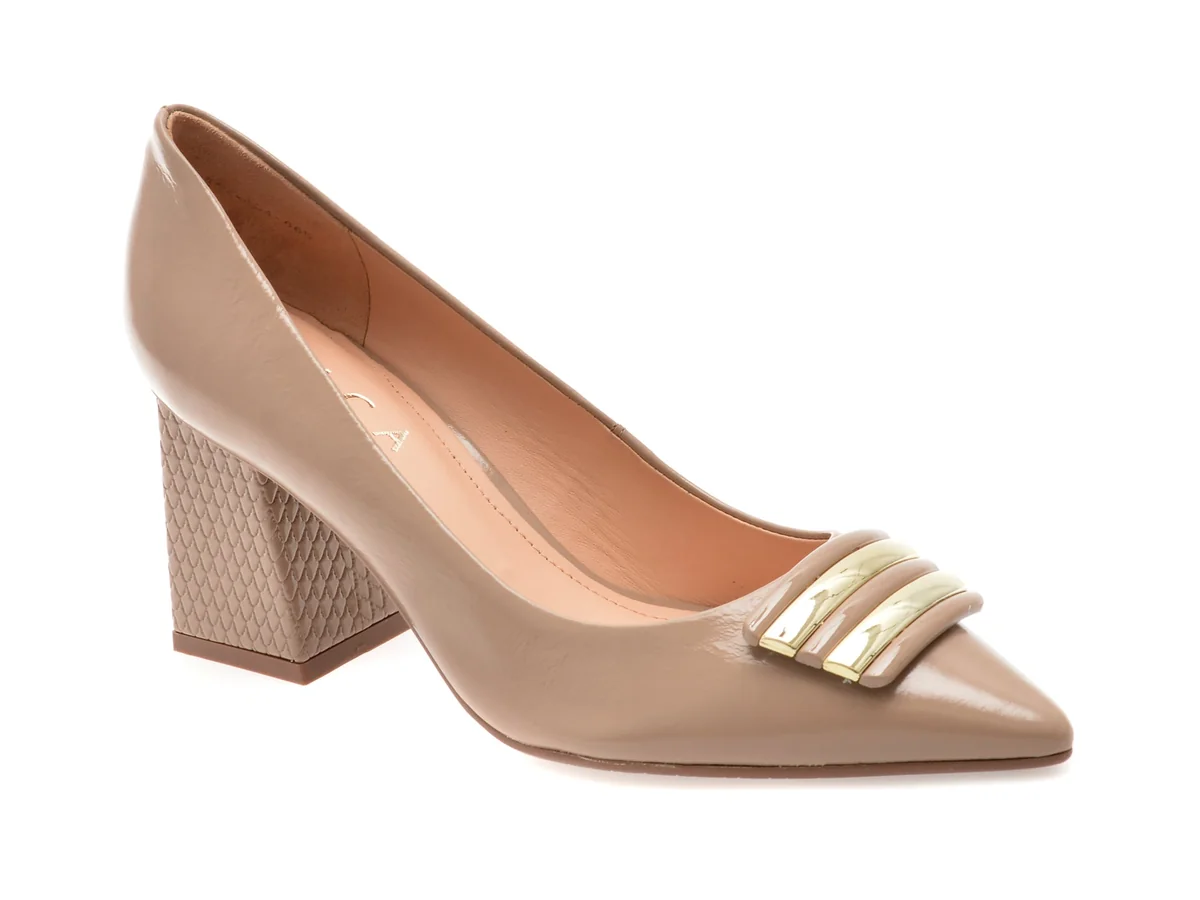 Pantofi Eleganti Epica Gri, 1131665, Din Piele Naturala Lăcuită