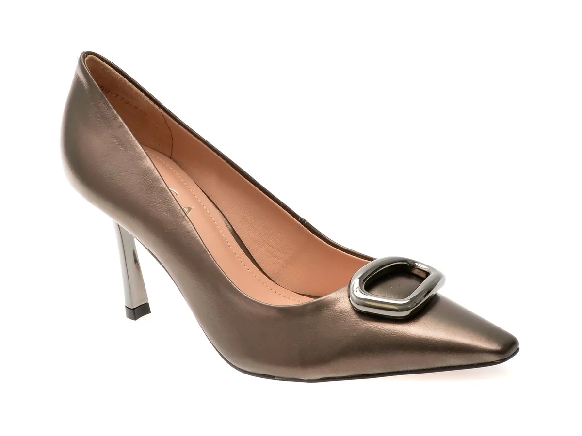 Pantofi Eleganți Epica Argintii, 1175878, Din Piele Naturală