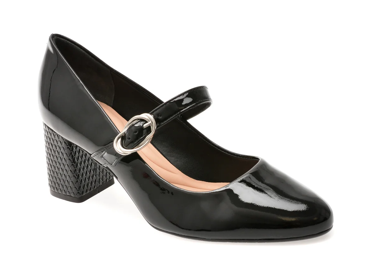 Pantofi Eleganti Epica Negri, 1180877, Din Piele Naturală Lăcuită