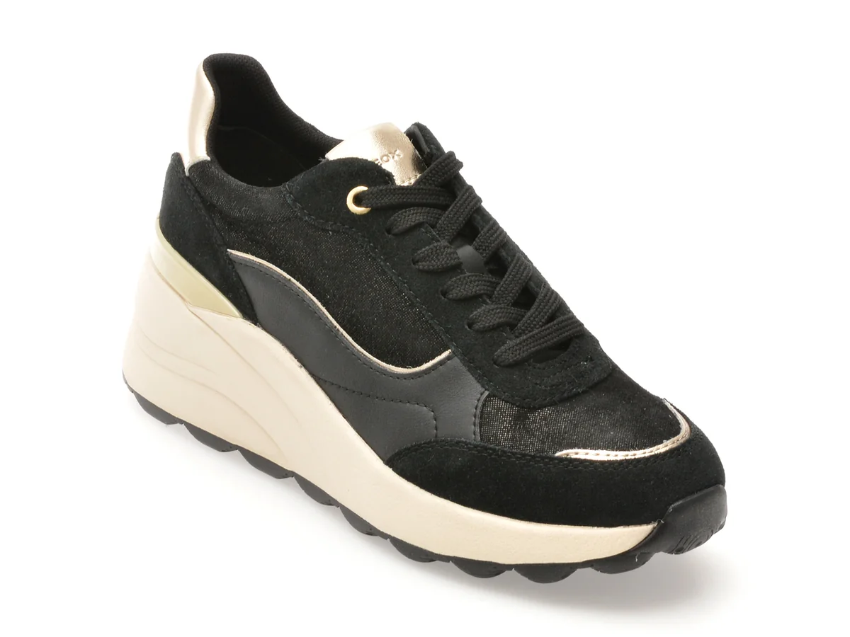 Pantofi Sport Geox Negri, D45WAA, Din Piele Naturala