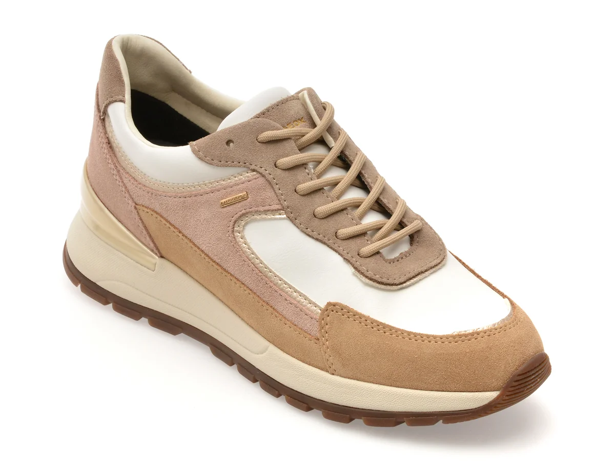 Pantofi Sport Geox Bej, D563LB, Din Piele Naturala