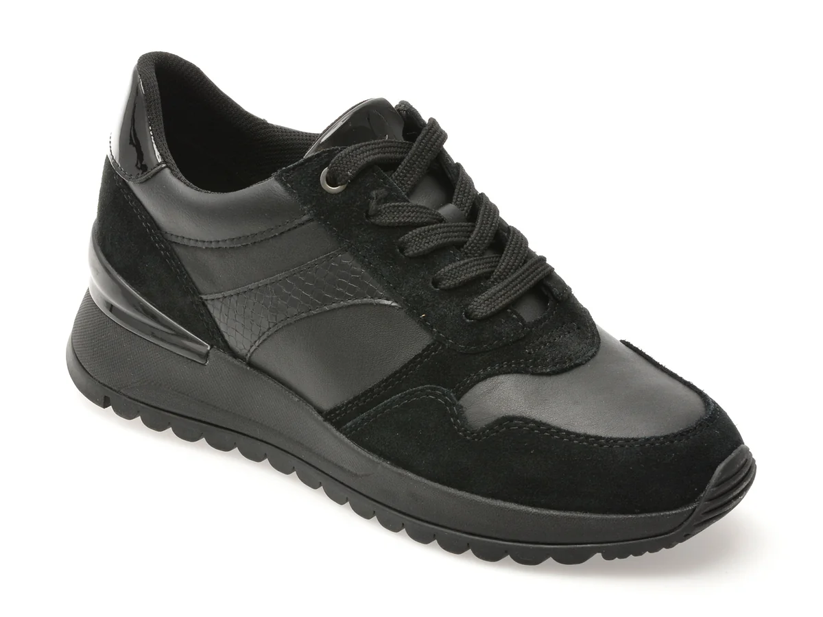 Pantofi Sport Geox Negri, D5600B, Din Piele Naturala
