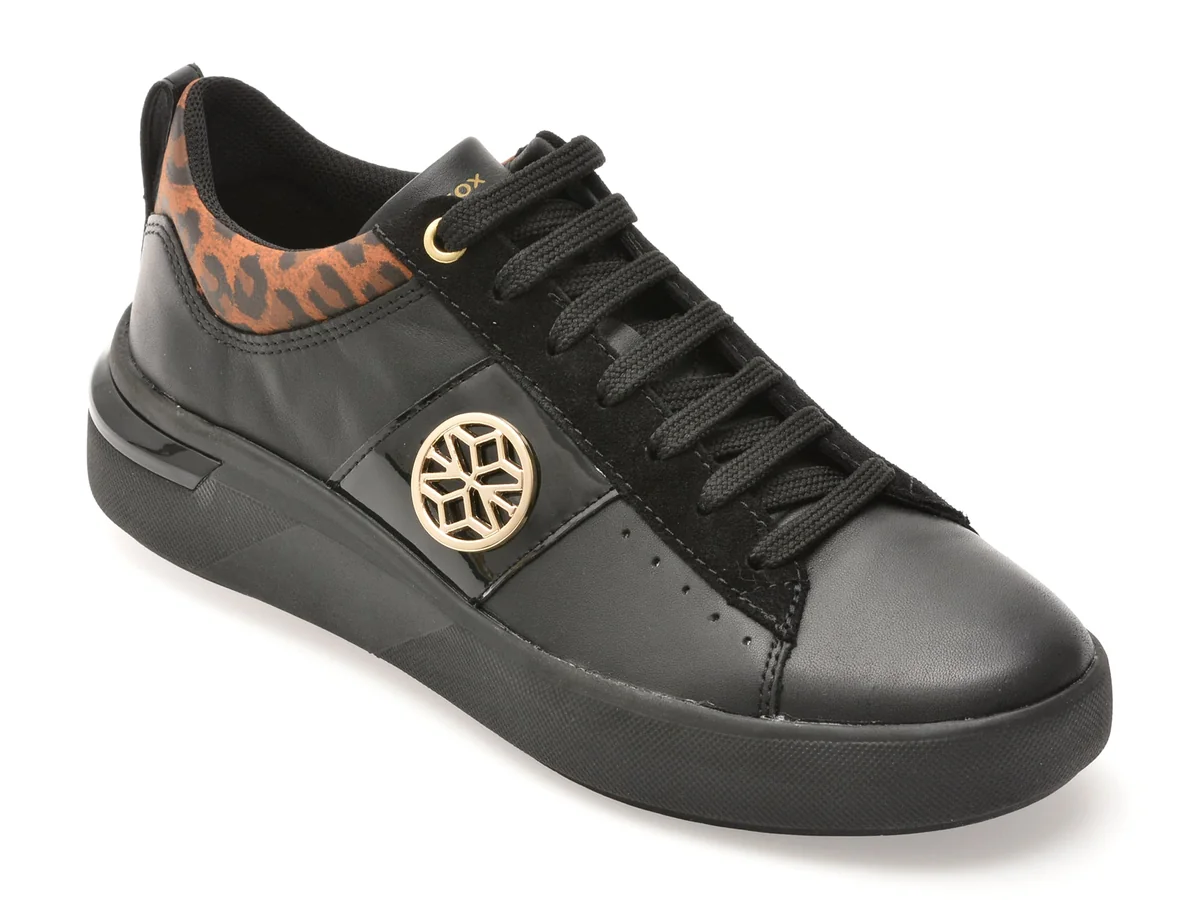 Pantofi Sport Geox Negri, D55QFA, Din Piele Naturală