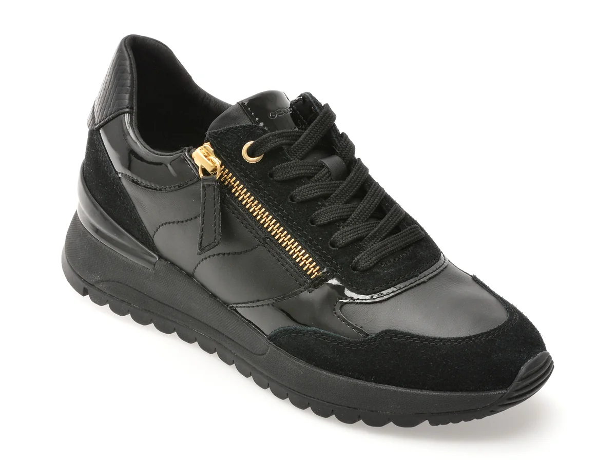 Pantofi Sport Geox Negri, D4600A, Din Piele Naturală