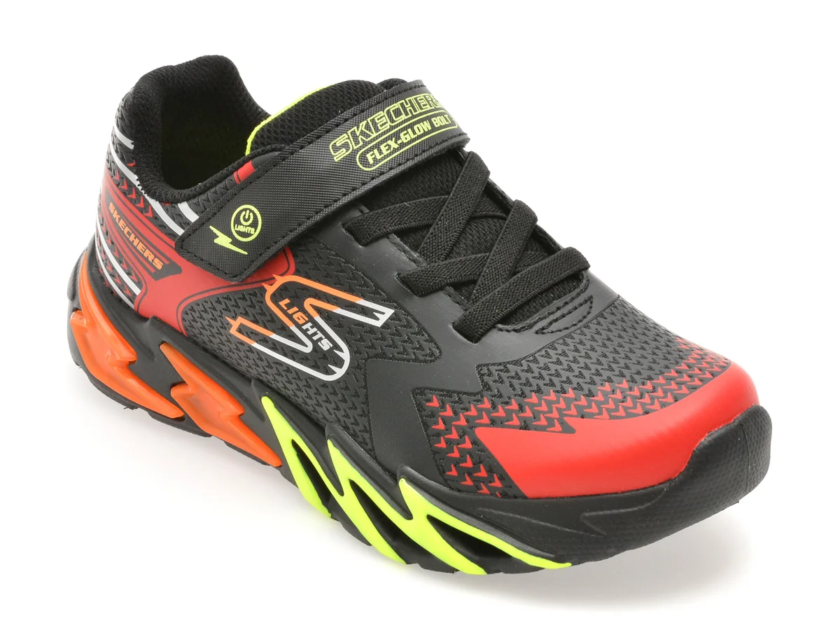 Pantofi Sport Skechers Negri, Flex-Glow Bolt, Din Material Textil