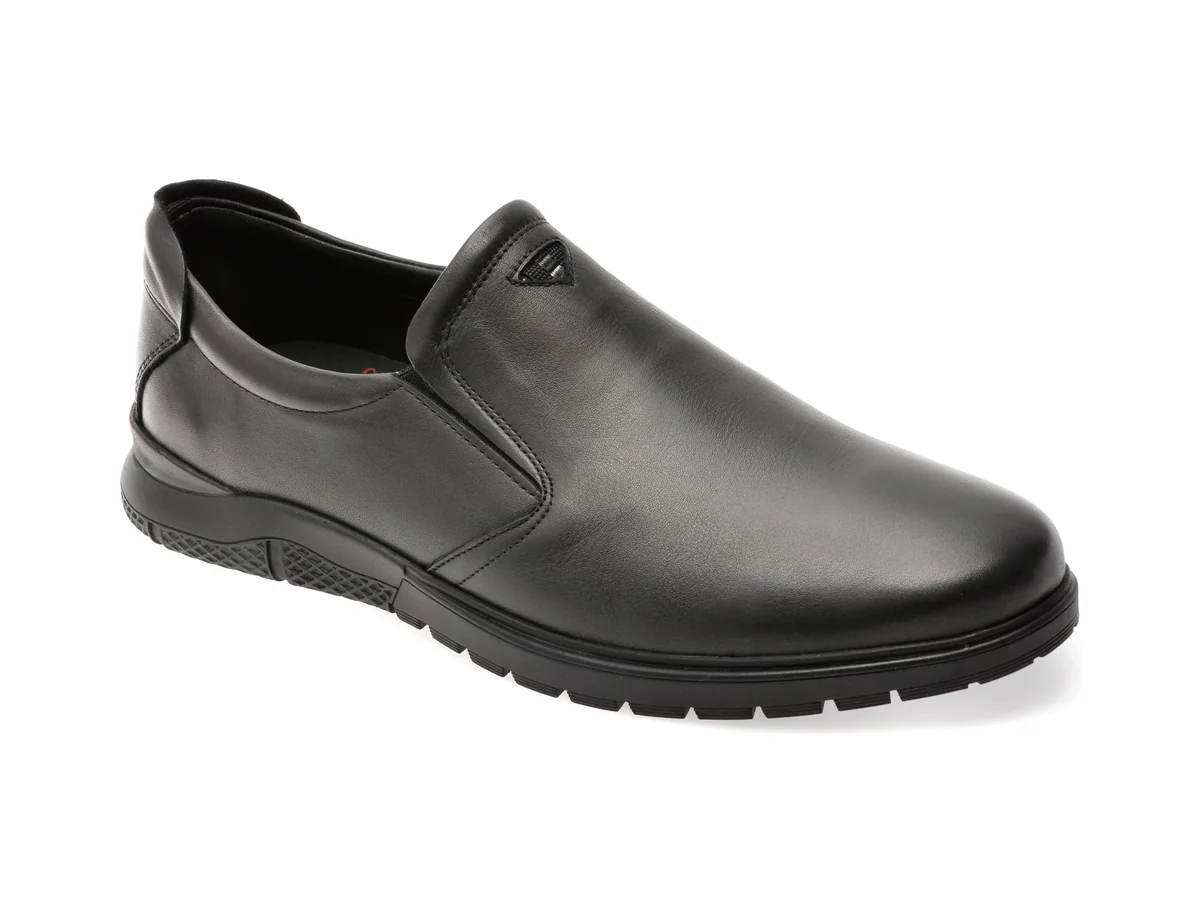 Pantofi Otter Negri 556 Din Piele Naturală