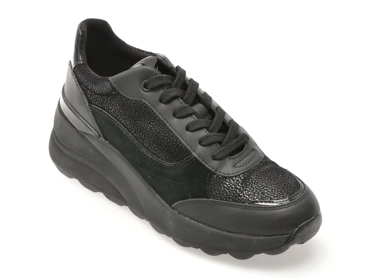 Pantofi Sport Geox Negri, D45WAA, Din Piele Naturală