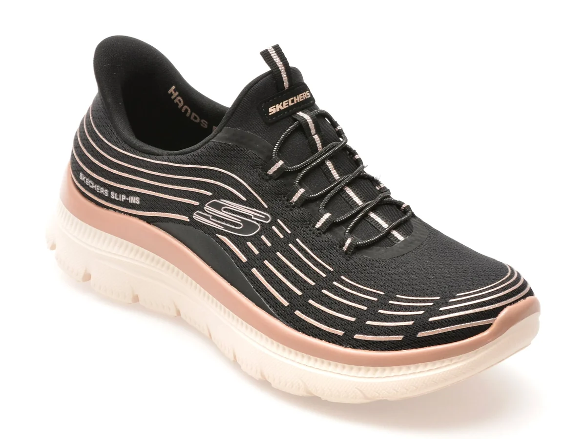Pantofi Sport Skechers Negri, Summits Plus, Din Material Textil