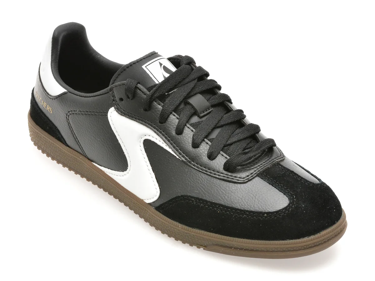 Pantofi Sport Skechers Alb-Negru, Hotshot, Din Piele Naturală