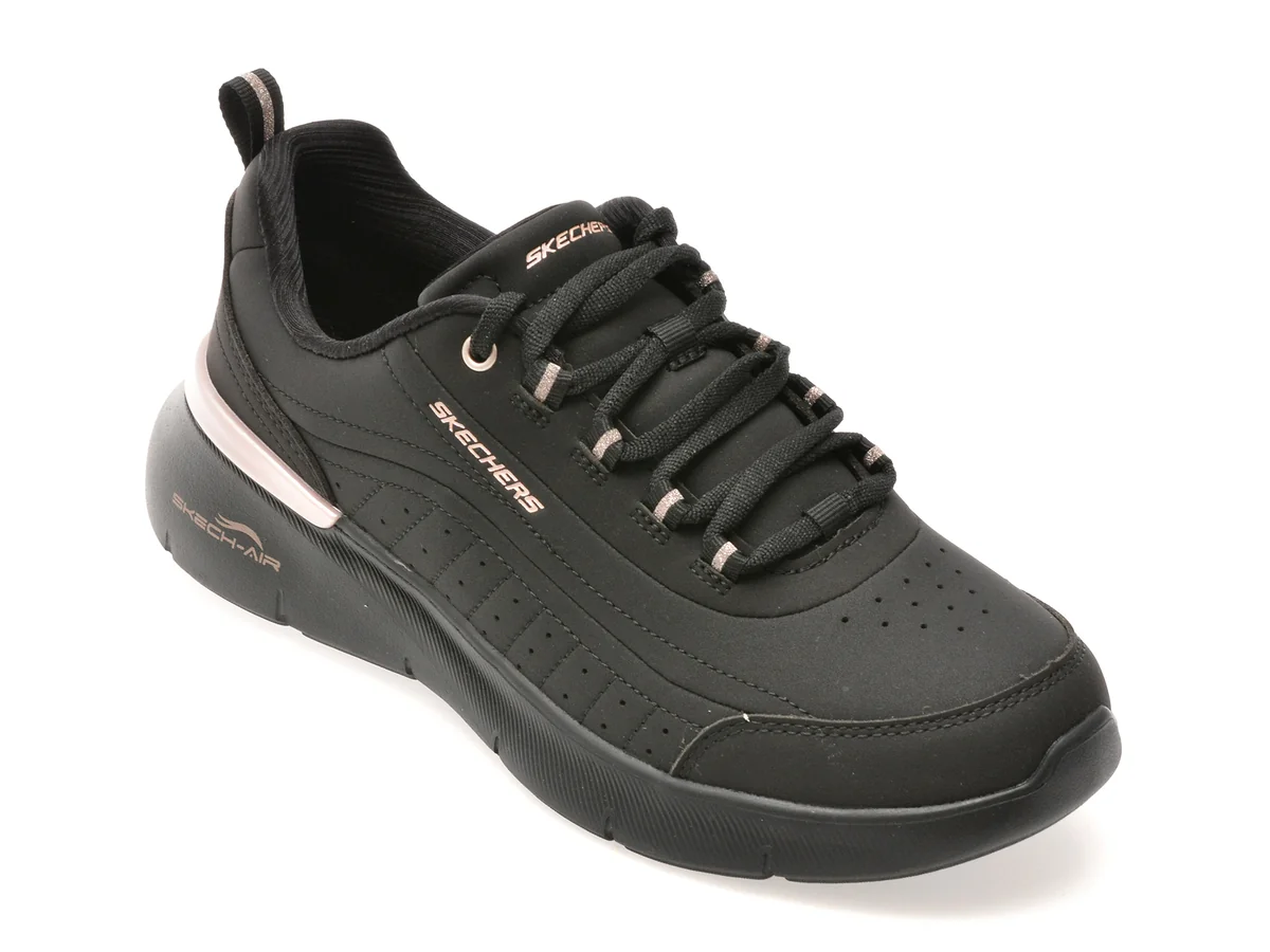 Pantofi Sport Skechers Negri, Skechers-Air Dynamight 2.0, Din Piele Ecologică
