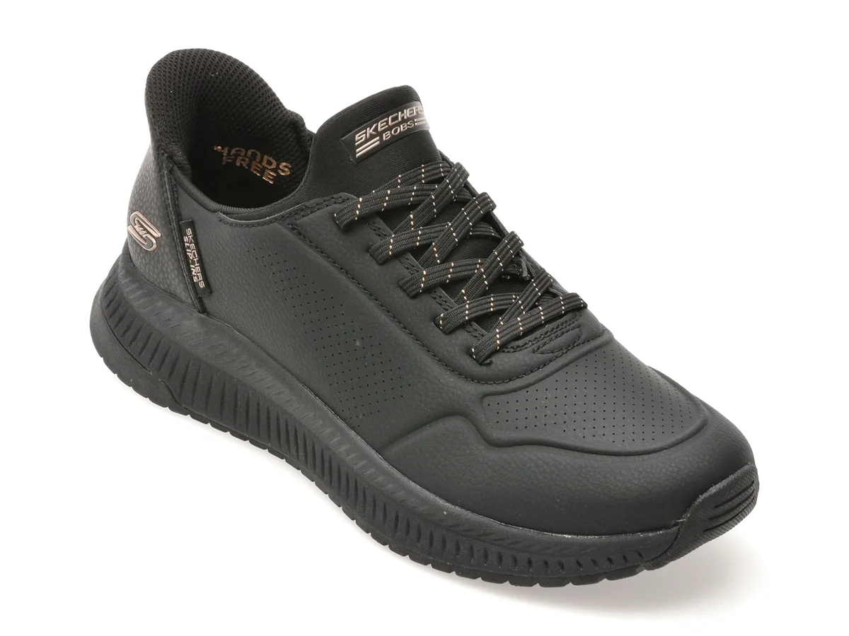 Pantofi Sport Skechers Negri, Bobs Squad 4, Din Piele Ecologică