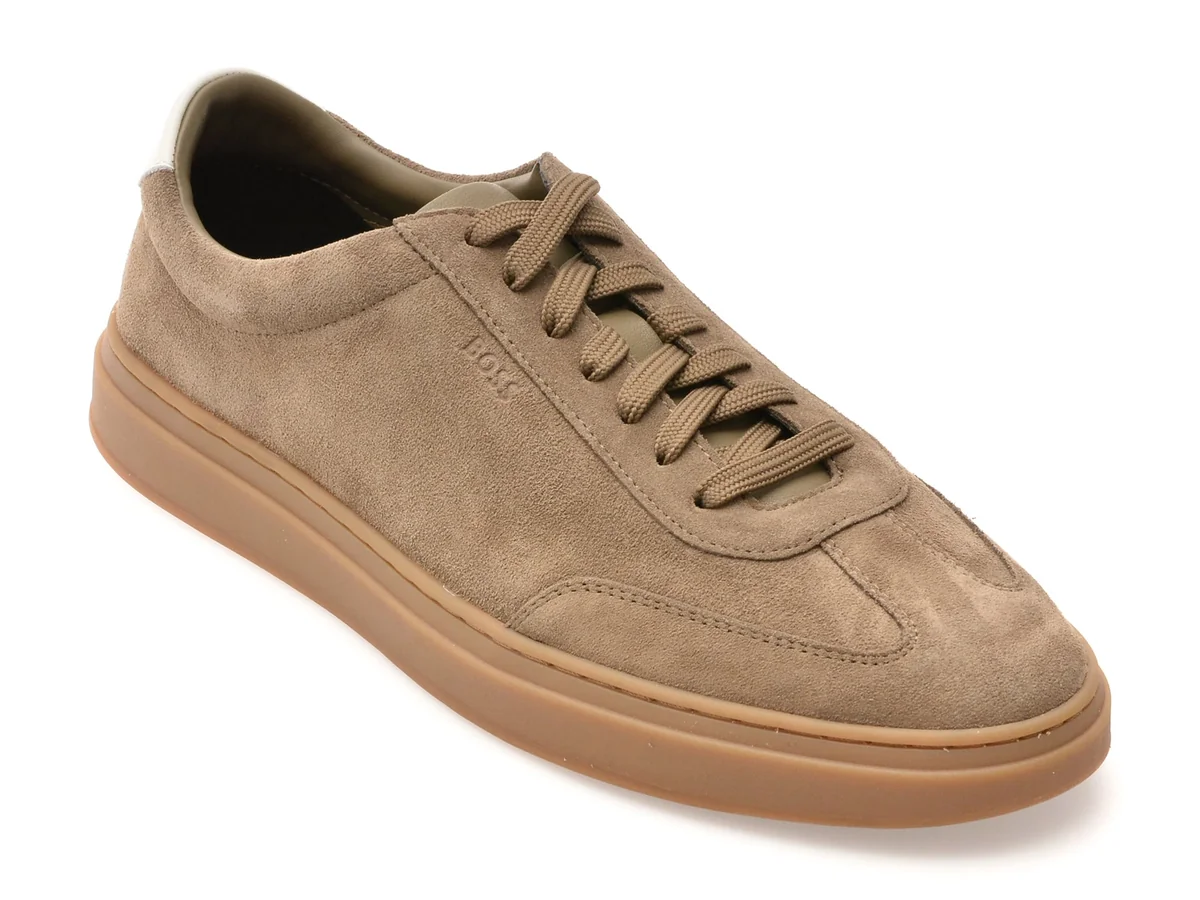 Pantofi Sport BOSS Kaki, 8715, Din Piele Întoarsă